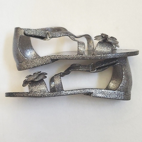 Old Navy Metallic Silver Glitter Jelly Sandals Shoes Toddler Girls Size 10 - Picture 10 of 12